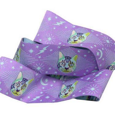 Tula Pink Ribbon - Curiouser - Cheshire Cat purple